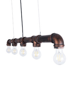 GLOBOSTAR® CANAL 01070 Vintage Κρεμαστό Φωτιστικό Οροφής με Ντουί 5 x E27 AC 220-240V IP20 - Χάλκινο Εφέ Σκουριάς - Μ88 x Π5 x Υ7cm 20 01070 11