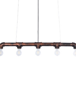 GloboStar® GLOBOSTAR® CANAL 01070 Vintage Κρεμαστό Φωτιστικό Οροφής με Ντουί 5 x E27 AC 220-240V IP20 - Χάλκινο Εφέ Σκουριάς - Μ88 x Π5 x Υ7cm