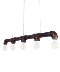 GLOBOSTAR® CANAL 01070 Vintage Κρεμαστό Φωτιστικό Οροφής με Ντουί 5 x E27 AC 220-240V IP20 - Χάλκινο Εφέ Σκουριάς - Μ88 x Π5 x Υ7cm 16 01070 7