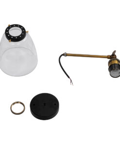 GloboStar® LYDIA 01071 Vintage Επιτοίχιο Φωτιστικό Απλίκα Μονόφωτο 1 x E27 IP20 Μαύρο & Χρυσό Μέταλλο με Διάφανο Γυαλί - Μ14 x Π26 x Υ30cm 19 01071 10