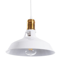 GloboStar® GLOBOSTAR® ANER 01072 Vintage Κρεμαστό Φωτιστικό Οροφής με Ντουί 1 x E27 AC 220-240V IP20 - Λευκό & Χρυσό - Μ27.5 x Π27.5 x Υ19cm