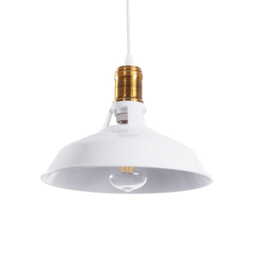 GloboStar® GLOBOSTAR® ANER 01072 Vintage Κρεμαστό Φωτιστικό Οροφής με Ντουί 1 x E27 AC 220-240V IP20 - Λευκό & Χρυσό - Μ27.5 x Π27.5 x Υ19cm