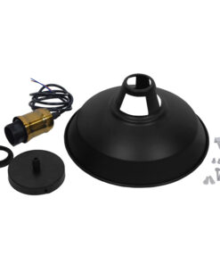 GLOBOSTAR® ANER 01073 Vintage Κρεμαστό Φωτιστικό Οροφής με Ντουί 1 x E27 AC 220-240V IP20 - Μαύρο & Χρυσό - Μ27.5 x Π27.5 x Υ19cm 6 01073 002