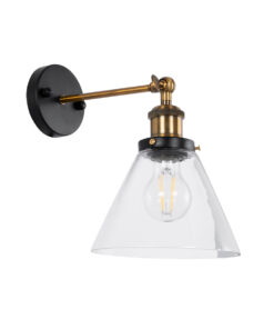 GloboStar® GLOBOSTAR® BINGLEY 01074 Vintage Φωτιστικό Τοίχου - Απλίκα με Ντουί 1 x E27 AC 220-240V IP20 - Διάφανο & Χρυσό - Μ18 x Π28 x Υ25cm