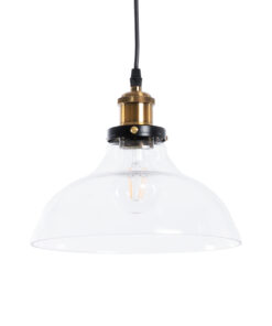 GloboStar® GLOBOSTAR® BINGLEY 01075 Vintage Κρεμαστό Φωτιστικό Οροφής με Ντουί 1 x E27 AC 220-240V IP20 - Διάφανο & Χρυσό - Μ24.5 x Π24.5 x Υ15cm