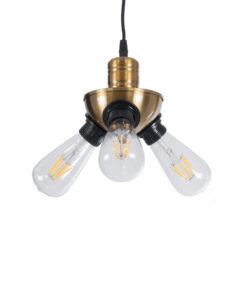 GloboStar® GLOBOSTAR® COPPER 01076 Vintage Κρεμαστό Φωτιστικό Οροφής με Ντουί 3 x E27 AC 220-240V IP20 - Χρυσό & Μαύρο - Μ14 x Π14 x Υ13cm