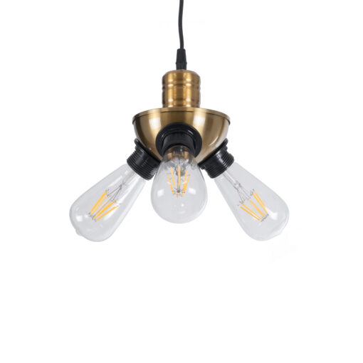 GloboStar® GLOBOSTAR® COPPER 01076 Vintage Κρεμαστό Φωτιστικό Οροφής με Ντουί 3 x E27 AC 220-240V IP20 - Χρυσό & Μαύρο - Μ14 x Π14 x Υ13cm