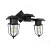 GloboStar® GloboStar® TORO 01079 Vintage Επιτοίχιο Φωτιστικό Απλίκα Δίφωτο 2 x E27 IP20 Μαύρο Μέταλλο - Μ44 x Π33 x Υ21cm