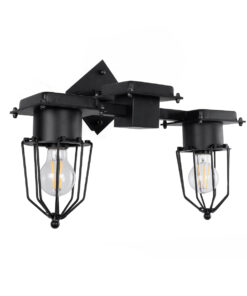 GloboStar® GloboStar® TORO 01079 Vintage Επιτοίχιο Φωτιστικό Απλίκα Δίφωτο 2 x E27 IP20 Μαύρο Μέταλλο - Μ44 x Π33 x Υ21cm