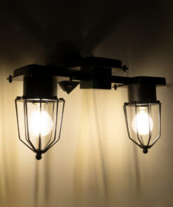 Alternative view of GloboStar® TORO 01079 Vintage Επιτοίχιο Φωτιστικό Απλίκα Δίφωτο 2 x E27 IP20 Μαύρο Μέταλλο - Μ44 x Π33 x Υ21cm