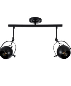 GloboStar® GloboStar® CANNES 01081 Μοντέρνο Φωτιστικό Οροφής Ράγα Δίφωτο 2 x E27 IP20 Μαύρο Μέταλλο - Μ61 x Π12 x Υ48cm