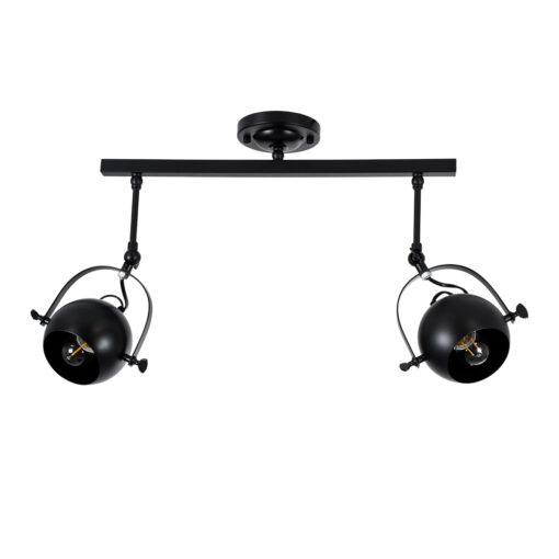 GloboStar® GloboStar® CANNES 01081 Μοντέρνο Φωτιστικό Οροφής Ράγα Δίφωτο 2 x E27 IP20 Μαύρο Μέταλλο - Μ61 x Π12 x Υ48cm