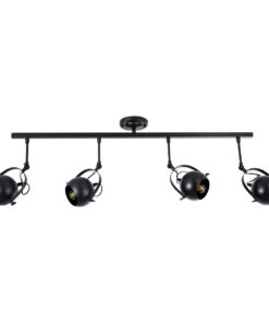 GloboStar® GloboStar® CANNES 01082 Μοντέρνο Φωτιστικό Οροφής Ράγα Πολύφωτο 4 x E27 IP20 Μαύρο Μέταλλο - Μ108 x Π12 x Υ48cm