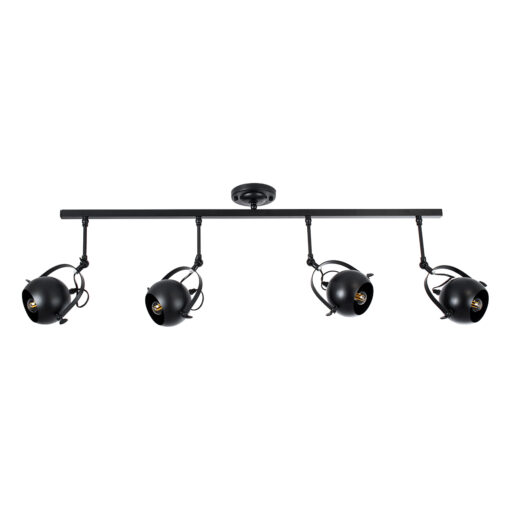 GloboStar® GloboStar® CANNES 01082 Μοντέρνο Φωτιστικό Οροφής Ράγα Πολύφωτο 4 x E27 IP20 Μαύρο Μέταλλο - Μ108 x Π12 x Υ48cm