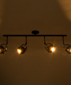 GloboStar® CANNES 01082 Μοντέρνο Φωτιστικό Οροφής Ράγα Πολύφωτο 4 x E27 IP20 Μαύρο Μέταλλο - Μ108 x Π12 x Υ48cm 11 01082 3