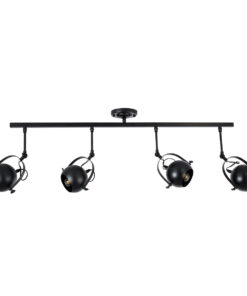 GloboStar® CANNES 01082 Μοντέρνο Φωτιστικό Οροφής Ράγα Πολύφωτο 4 x E27 IP20 Μαύρο Μέταλλο - Μ108 x Π12 x Υ48cm 12 01082 4