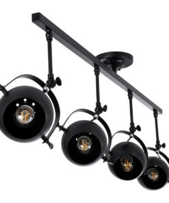 GloboStar® CANNES 01082 Μοντέρνο Φωτιστικό Οροφής Ράγα Πολύφωτο 4 x E27 IP20 Μαύρο Μέταλλο - Μ108 x Π12 x Υ48cm 13 01082 5