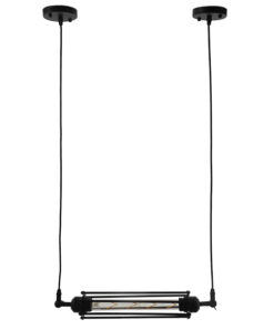 GloboStar® GLOBOSTAR® TUBE 01085 Vintage Κρεμαστό Φωτιστικό Οροφής με Ντουί 1 x E27 AC 220-240V IP20 - Μαύρο - Μ43 x Π11 x Υ11cm