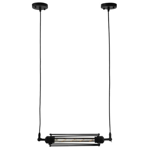 GloboStar® GLOBOSTAR® TUBE 01085 Vintage Κρεμαστό Φωτιστικό Οροφής με Ντουί 1 x E27 AC 220-240V IP20 - Μαύρο - Μ43 x Π11 x Υ11cm