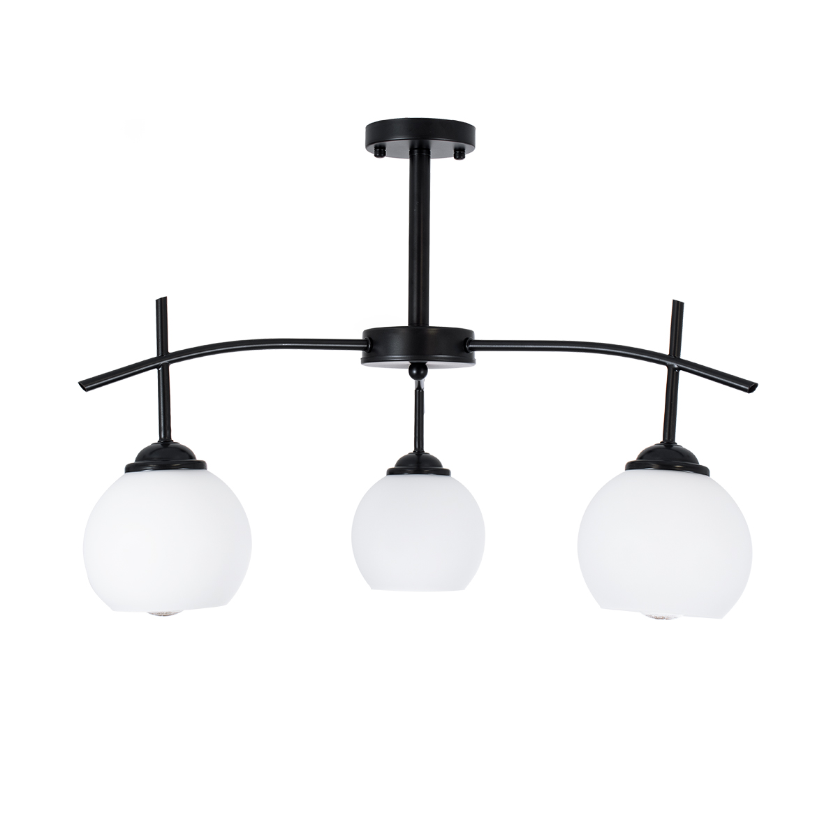 GloboStar® LUNA 01087 Μοντέρνο Φωτιστικό Οροφής Μπάλα Τριφωτο 3 x E27 IP20 Μαύρο Μέταλλο με Λευκό Γυαλί - Μ45 x Π45 x Υ40cm 5 GloboStar® LUNA 01087 Μοντέρνο Φωτιστικό Οροφής Μπάλα Τριφωτο 3 x E27 IP20 Μαύρο Μέταλλο με Λευκό Γυαλί - Μ45 x Π45 x Υ40cm - Image 3