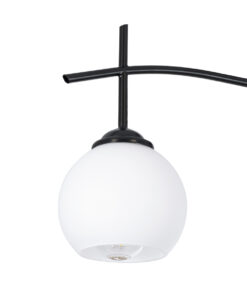 GloboStar® LUNA 01087 Μοντέρνο Φωτιστικό Οροφής Μπάλα Τριφωτο 3 x E27 IP20 Μαύρο Μέταλλο με Λευκό Γυαλί - Μ45 x Π45 x Υ40cm 14 01087 5