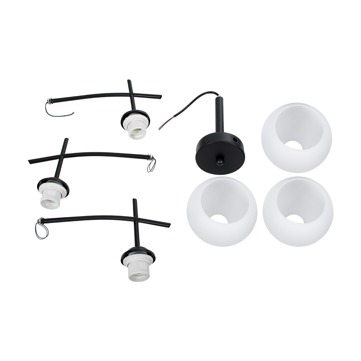 GloboStar® LUNA 01087 Μοντέρνο Φωτιστικό Οροφής Μπάλα Τριφωτο 3 x E27 IP20 Μαύρο Μέταλλο με Λευκό Γυαλί - Μ45 x Π45 x Υ40cm 10 GloboStar® LUNA 01087 Μοντέρνο Φωτιστικό Οροφής Μπάλα Τριφωτο 3 x E27 IP20 Μαύρο Μέταλλο με Λευκό Γυαλί - Μ45 x Π45 x Υ40cm - Image 8