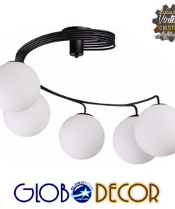 GloboStar® GLOBOSTAR® SELINA 01090 Μοντέρνο Φωτιστικό Οροφής με Ντουί 5 x E27 AC 220-240V IP20 - Μαύρο & Λευκό - Μ63 x Π63 x Υ47cm