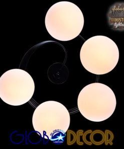 GLOBOSTAR® SELINA 01090 Μοντέρνο Φωτιστικό Οροφής με Ντουί 5 x E27 AC 220-240V IP20 - Μαύρο & Λευκό - Μ63 x Π63 x Υ47cm 14 01090 4 1