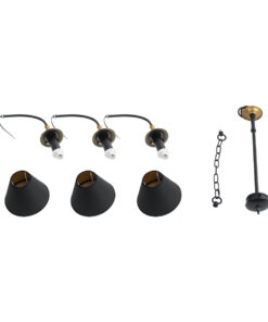 GLOBOSTAR® LIMI 01091 Vintage Κρεμαστό Φωτιστικό Οροφής με Ντουί 3 x E14 AC 220-240V IP20 - Μαύρο & Χρυσό - Μ55 x Π55 x Υ55cm 23 01091 12