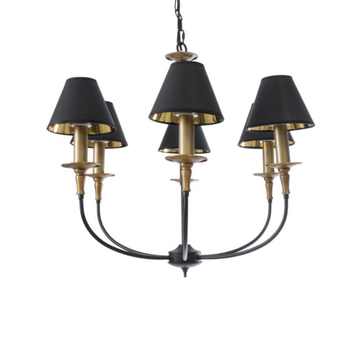 GloboStar® GLOBOSTAR® LIMI 01092 Vintage Κρεμαστό Φωτιστικό Οροφής με Ντουί 6 x E14 AC 220-240V IP20 - Μαύρο & Χρυσό - Μ70 x Π70 x Υ60cm