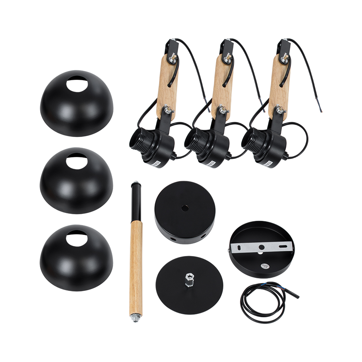 GloboStar® OLD SCHOOL 01093 Μοντέρνο Φωτιστικό Οροφής Καμπάνα Τρίφωτο 3 x E27 IP20 Μαύρο Μέταλλο με Μπεζ Ξύλο - Μ75 x Π75 x Υ35cm 11 GloboStar® OLD SCHOOL 01093 Μοντέρνο Φωτιστικό Οροφής Καμπάνα Τρίφωτο 3 x E27 IP20 Μαύρο Μέταλλο με Μπεζ Ξύλο - Μ75 x Π75 x Υ35cm - Image 9