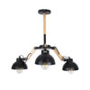 GloboStar® GloboStar® OLD SCHOOL 01093 Μοντέρνο Φωτιστικό Οροφής Καμπάνα Τρίφωτο 3 x E27 IP20 Μαύρο Μέταλλο με Μπεζ Ξύλο - Μ75 x Π75 x Υ35cm