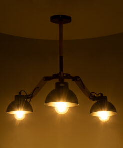 Alternative view of GloboStar® OLD SCHOOL 01093 Μοντέρνο Φωτιστικό Οροφής Καμπάνα Τρίφωτο 3 x E27 IP20 Μαύρο Μέταλλο με Μπεζ Ξύλο - Μ75 x Π75 x Υ35cm