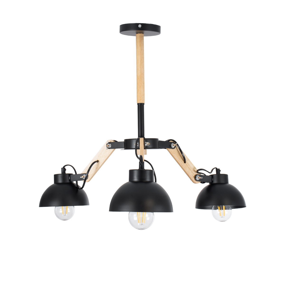 GloboStar® OLD SCHOOL 01093 Μοντέρνο Φωτιστικό Οροφής Καμπάνα Τρίφωτο 3 x E27 IP20 Μαύρο Μέταλλο με Μπεζ Ξύλο - Μ75 x Π75 x Υ35cm 6 GloboStar® OLD SCHOOL 01093 Μοντέρνο Φωτιστικό Οροφής Καμπάνα Τρίφωτο 3 x E27 IP20 Μαύρο Μέταλλο με Μπεζ Ξύλο - Μ75 x Π75 x Υ35cm - Image 4