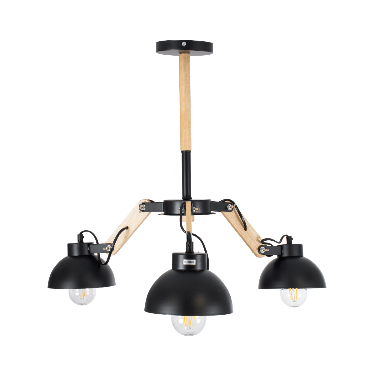 GloboStar® OLD SCHOOL 01093 Μοντέρνο Φωτιστικό Οροφής Καμπάνα Τρίφωτο 3 x E27 IP20 Μαύρο Μέταλλο με Μπεζ Ξύλο - Μ75 x Π75 x Υ35cm 7 GloboStar® OLD SCHOOL 01093 Μοντέρνο Φωτιστικό Οροφής Καμπάνα Τρίφωτο 3 x E27 IP20 Μαύρο Μέταλλο με Μπεζ Ξύλο - Μ75 x Π75 x Υ35cm - Image 5