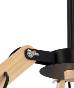 GloboStar® OLD SCHOOL 01093 Μοντέρνο Φωτιστικό Οροφής Καμπάνα Τρίφωτο 3 x E27 IP20 Μαύρο Μέταλλο με Μπεζ Ξύλο - Μ75 x Π75 x Υ35cm 18 01093 9