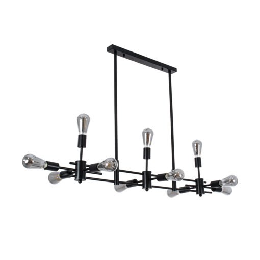 GloboStar® GloboStar® FERUM 01098 Μοντέρνο Φωτιστικό Οροφής Ράγα Πολύφωτο 11 x E27 IP20 Μαύρο Μέταλλο - Μ100 x Π30 x Υ77cm