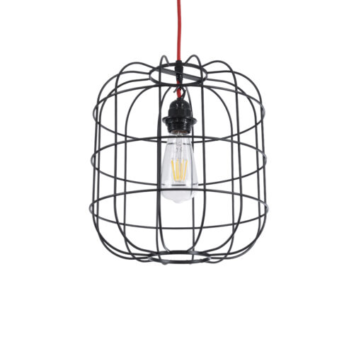 GloboStar® GLOBOSTAR® PARROT 01099 Μοντέρνο Κρεμαστό Φωτιστικό Οροφής με Ντουί 1 x E27 AC 220-240V IP20 - Μαύρο - Μ28 x Π28 x Υ30cm