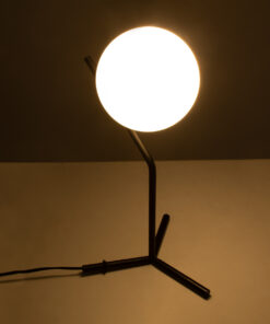 GloboStar® ELFIS 01100 Μοντέρνο Επιτραπέζιο Φωτιστικό Πορτατίφ Μονόφωτο 1 x E27 IP20 Μαύρο Μέταλλο με Λευκό Γυαλί - Μ22 x Π27 x Υ41cm 10 01100 2