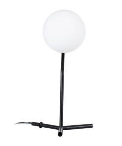 GloboStar® ELFIS 01100 Μοντέρνο Επιτραπέζιο Φωτιστικό Πορτατίφ Μονόφωτο 1 x E27 IP20 Μαύρο Μέταλλο με Λευκό Γυαλί - Μ22 x Π27 x Υ41cm 11 01100 3