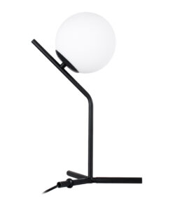 GloboStar® ELFIS 01100 Μοντέρνο Επιτραπέζιο Φωτιστικό Πορτατίφ Μονόφωτο 1 x E27 IP20 Μαύρο Μέταλλο με Λευκό Γυαλί - Μ22 x Π27 x Υ41cm 12 01100 4