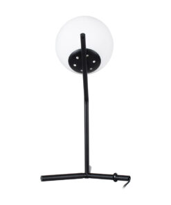 GloboStar® ELFIS 01100 Μοντέρνο Επιτραπέζιο Φωτιστικό Πορτατίφ Μονόφωτο 1 x E27 IP20 Μαύρο Μέταλλο με Λευκό Γυαλί - Μ22 x Π27 x Υ41cm 13 01100 5