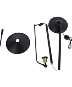 GloboStar® WYNGE 01101 Vintage Επιδαπέδιο Φωτιστικό Μονόφωτο 1 x E27 IP20 Μαύρο & Χρυσό Μέταλλο - Μ95 x Π27 x Υ174cm 24 01101 13