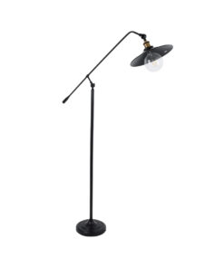 GloboStar® GloboStar® WYNGE 01101 Vintage Επιδαπέδιο Φωτιστικό Μονόφωτο 1 x E27 IP20 Μαύρο & Χρυσό Μέταλλο - Μ95 x Π27 x Υ174cm