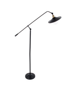 GloboStar® WYNGE 01101 Vintage Επιδαπέδιο Φωτιστικό Μονόφωτο 1 x E27 IP20 Μαύρο & Χρυσό Μέταλλο - Μ95 x Π27 x Υ174cm 16 01101 5