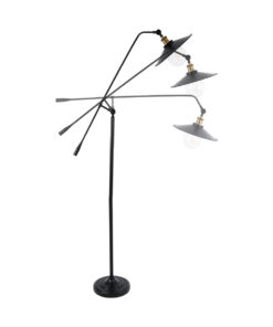 GloboStar® WYNGE 01101 Vintage Επιδαπέδιο Φωτιστικό Μονόφωτο 1 x E27 IP20 Μαύρο & Χρυσό Μέταλλο - Μ95 x Π27 x Υ174cm 17 01101 6