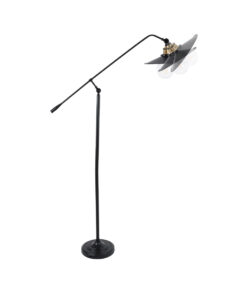 GloboStar® WYNGE 01101 Vintage Επιδαπέδιο Φωτιστικό Μονόφωτο 1 x E27 IP20 Μαύρο & Χρυσό Μέταλλο - Μ95 x Π27 x Υ174cm 18 01101 7