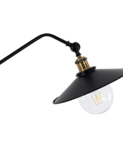 GloboStar® WYNGE 01101 Vintage Επιδαπέδιο Φωτιστικό Μονόφωτο 1 x E27 IP20 Μαύρο & Χρυσό Μέταλλο - Μ95 x Π27 x Υ174cm 19 01101 8