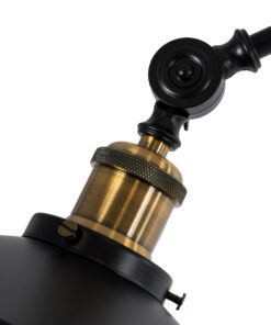 GloboStar® WYNGE 01101 Vintage Επιδαπέδιο Φωτιστικό Μονόφωτο 1 x E27 IP20 Μαύρο & Χρυσό Μέταλλο - Μ95 x Π27 x Υ174cm 20 01101 9