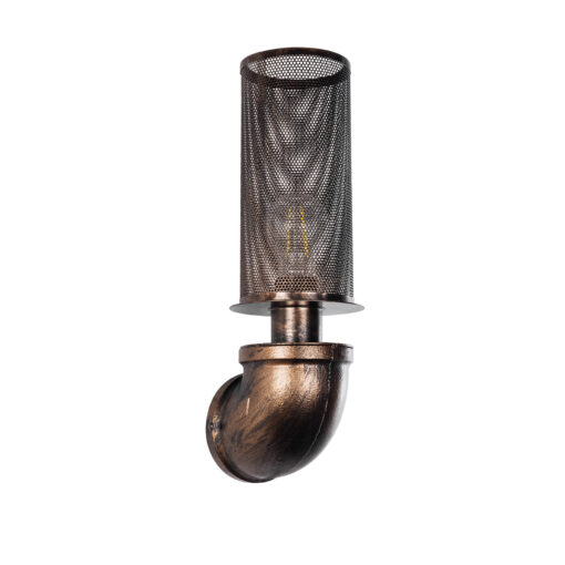 GloboStar® GloboStar® RAZA 01105 Vintage Επιτοίχιο Φωτιστικό Απλίκα Μονόφωτο 1 x E27 IP20 Χάλκινο Μέταλλο - Μ13 x Π12 x Υ38cm